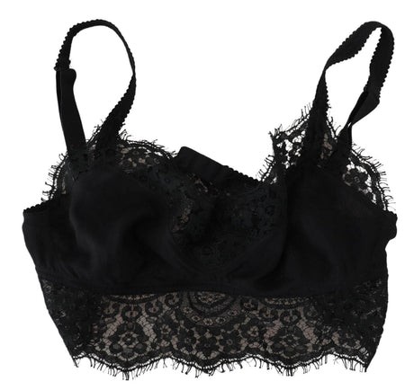 Dolce & Gabbana Black Floral Lace Stretch Bralette Underwear - Hilstor
