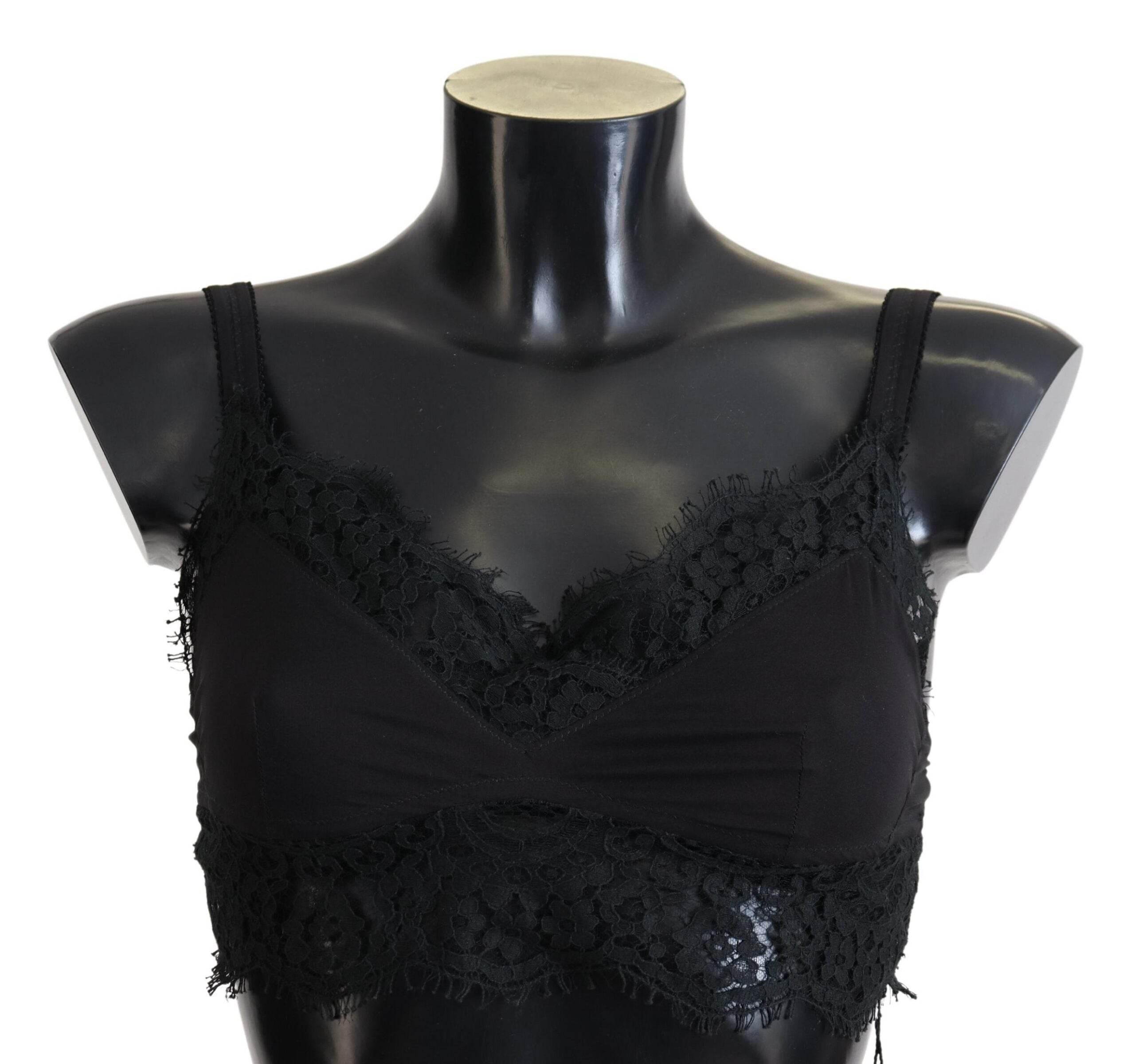 Dolce & Gabbana Black Floral Lace Stretch Bralette Underwear - Hilstor