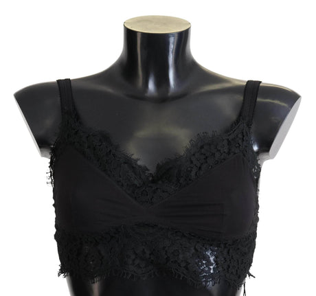 Dolce & Gabbana Black Floral Lace Stretch Bralette Underwear - Hilstor