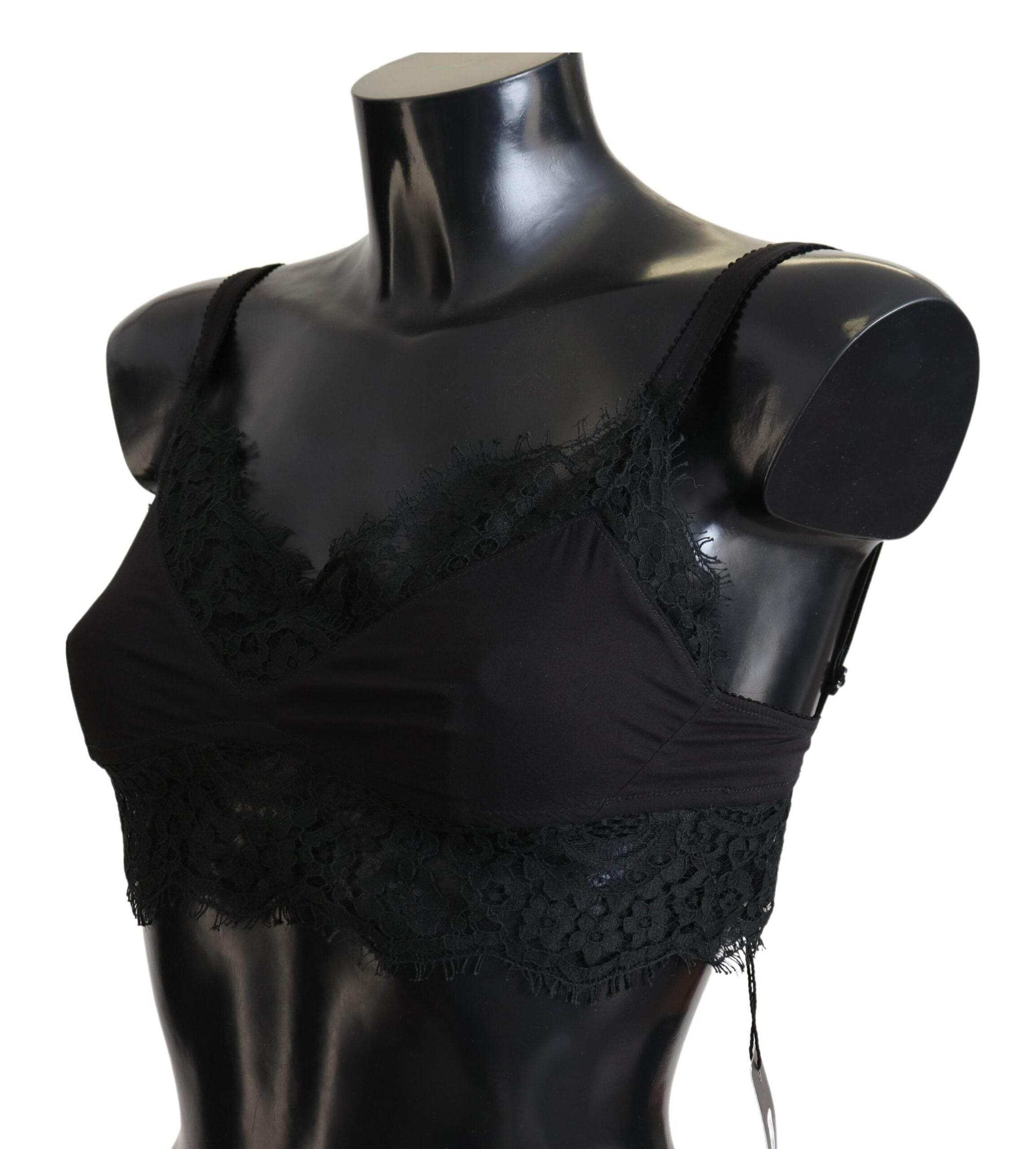 Dolce & Gabbana Black Floral Lace Stretch Bralette Underwear - Hilstor
