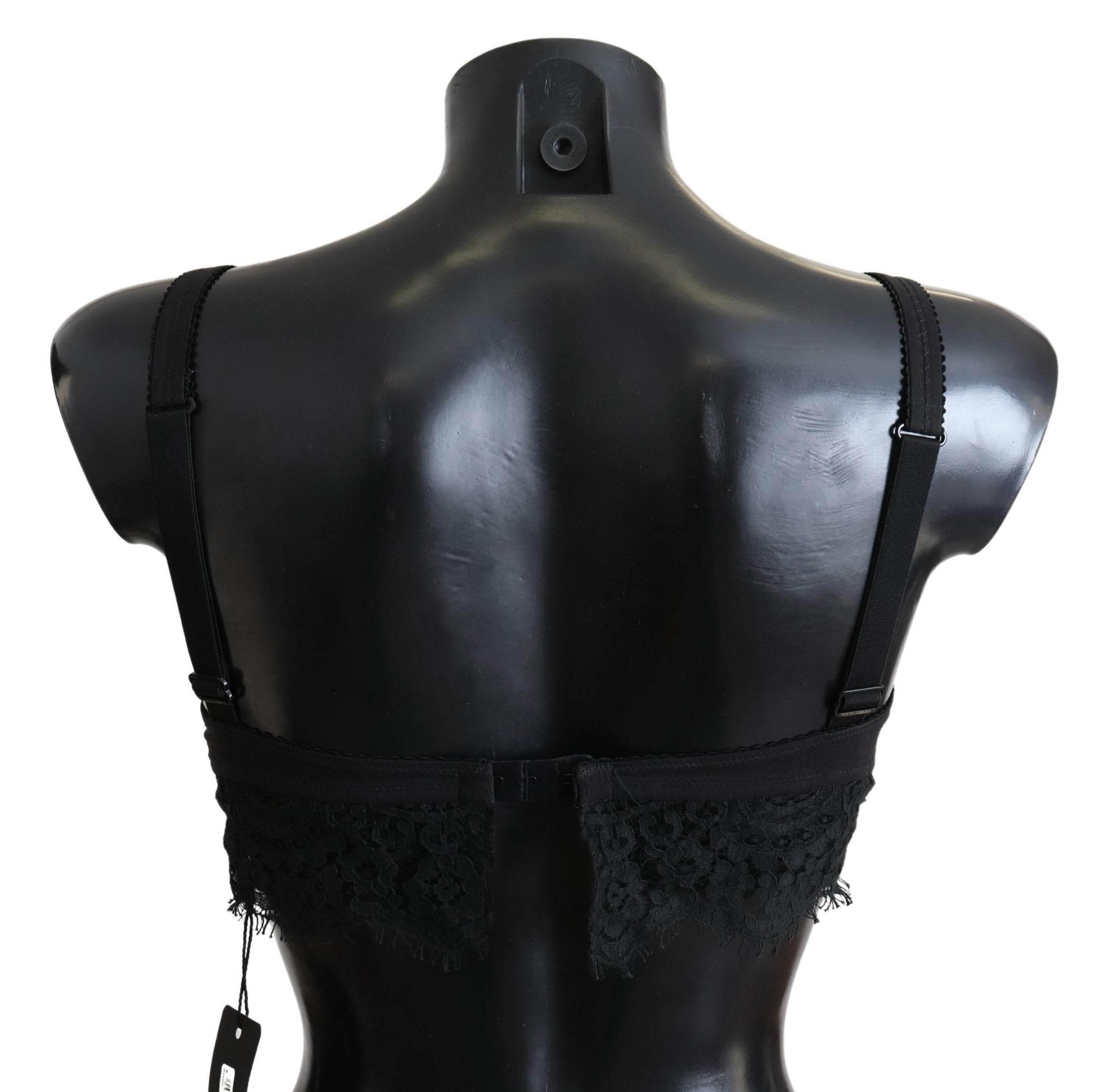 Dolce & Gabbana Black Floral Lace Stretch Bralette Underwear - Hilstor