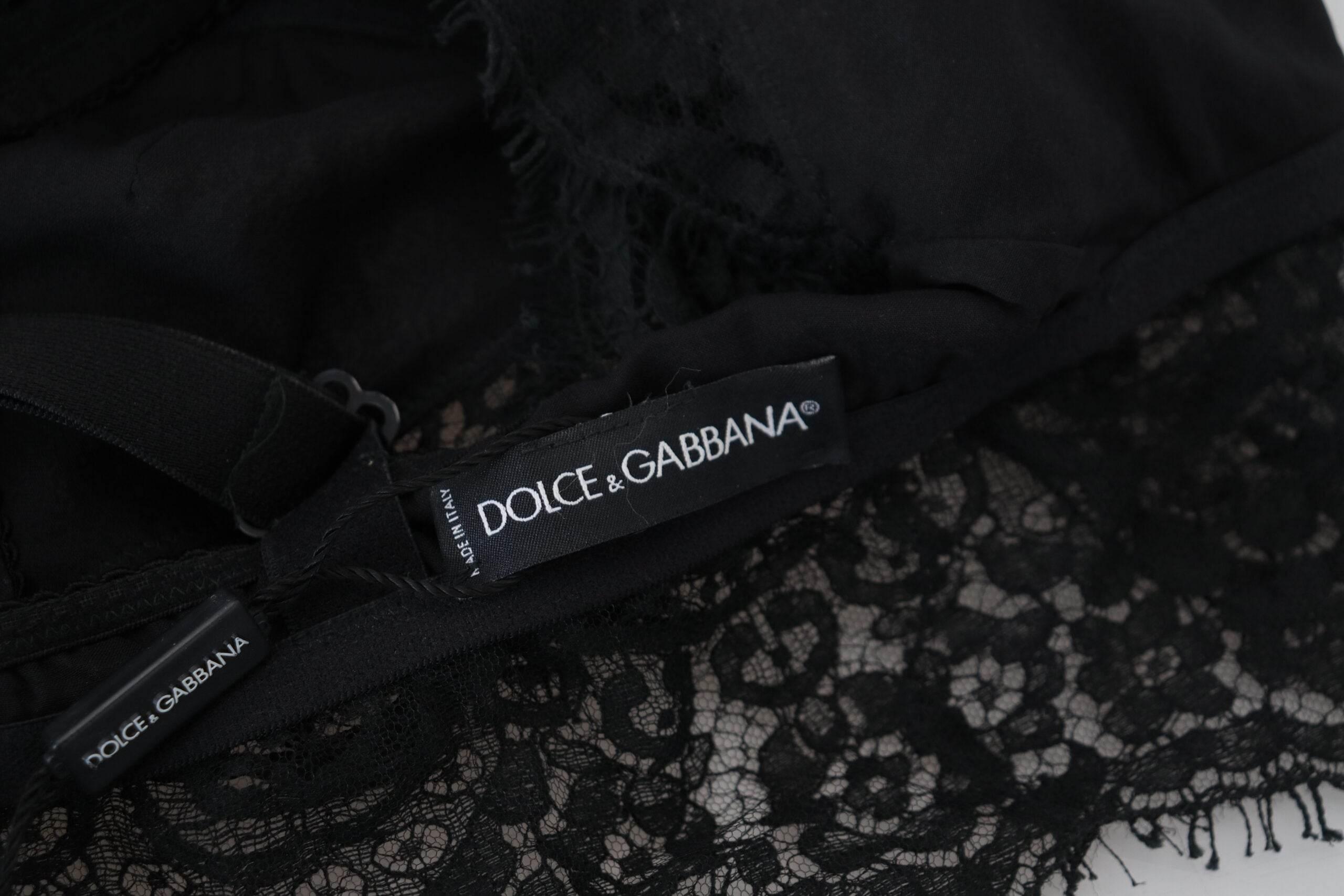 Dolce & Gabbana Black Floral Lace Stretch Bralette Underwear - Hilstor