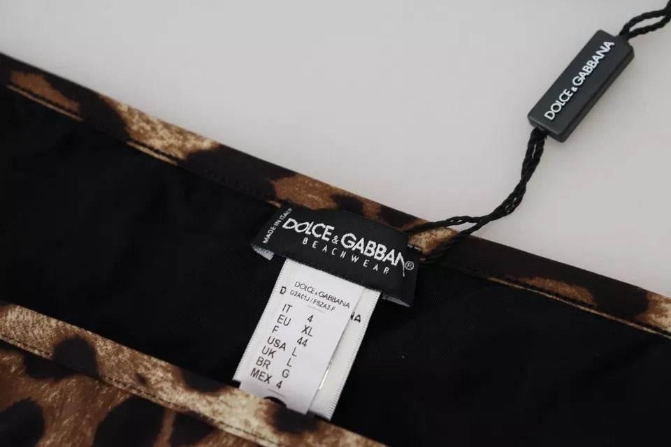Dolce & Gabbana Brown Leopard Print Swimsuit Swimwear Bikini Bottom - Hilstor