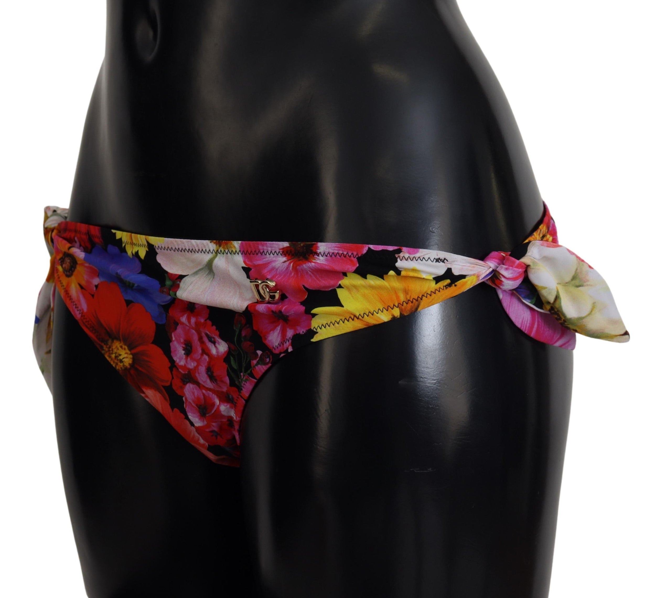 Dolce &amp; Gabbana Badedragt med sort blomsterprint Bikinibund-badetøj
