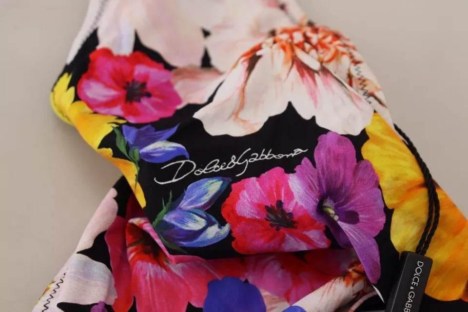 Dolce & Gabbana Black Floral Print Swimsuit Bikini Bottom Swimwear - Hilstor