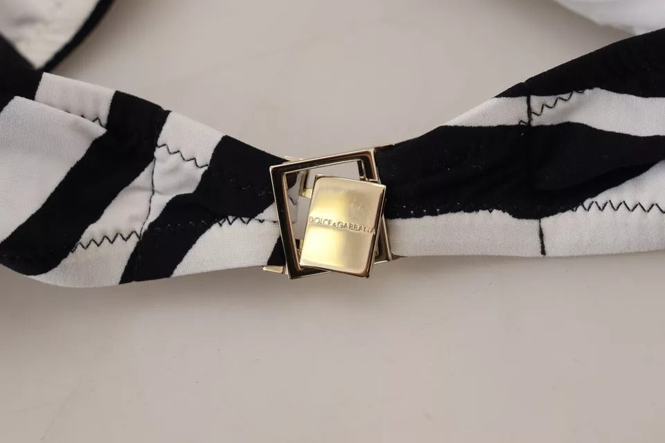 Dolce &amp; Gabbana Sort Hvid Zebra Bandeau Badetøj Bikinitop
