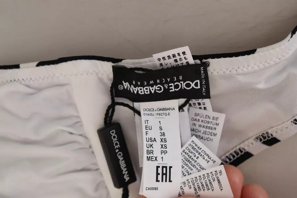 Dolce &amp; Gabbana Sort Hvid Zebra Bandeau Badetøj Bikinitop