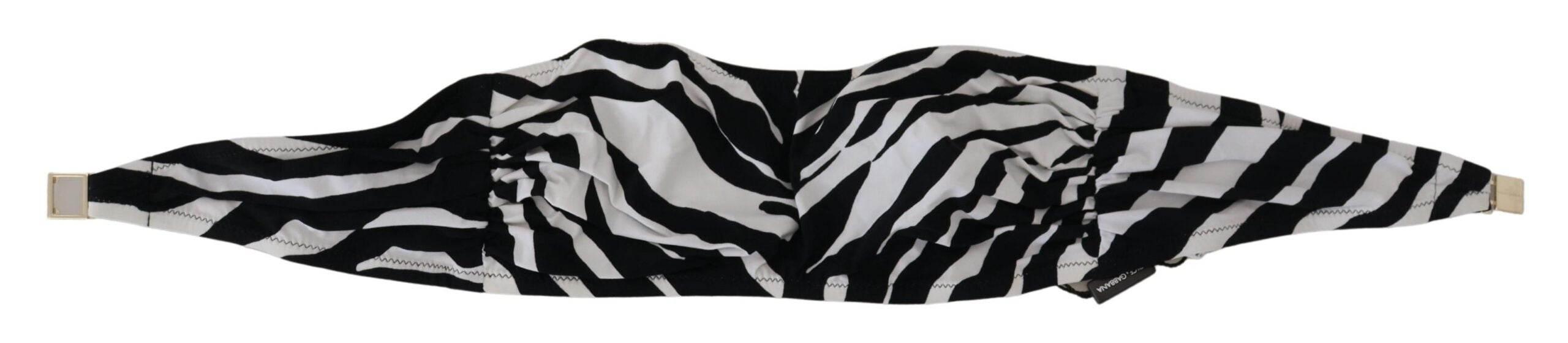 Dolce & Gabbana Black White Zebra Bandeau Swimwear Bikini Top - Hilstor