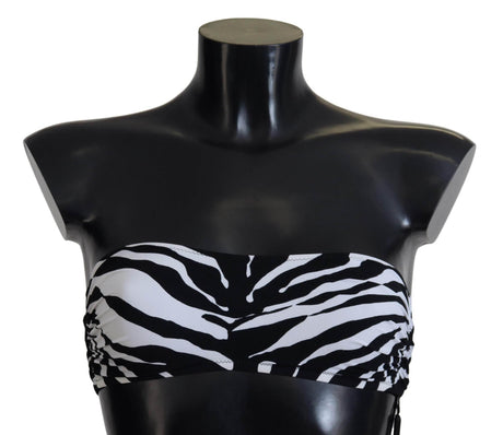 Dolce & Gabbana Black White Zebra Bandeau Swimwear Bikini Top - Hilstor