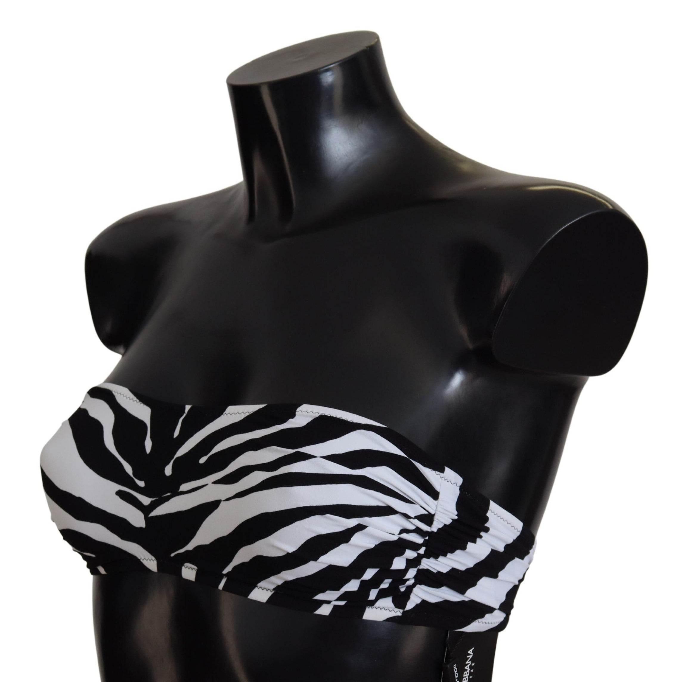 Dolce & Gabbana Black White Zebra Bandeau Swimwear Bikini Top - Hilstor