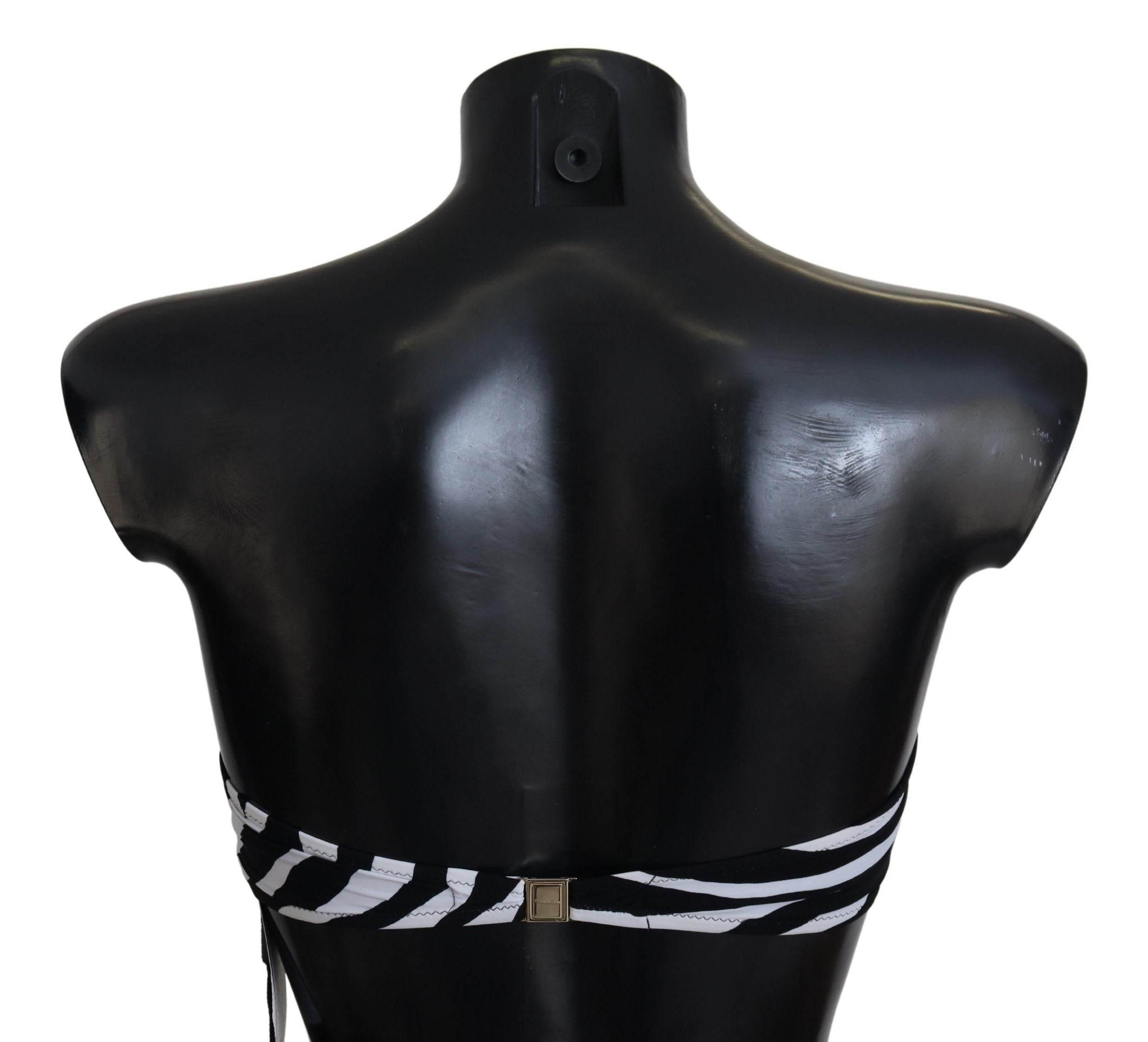 Dolce & Gabbana Black White Zebra Bandeau Swimwear Bikini Top - Hilstor