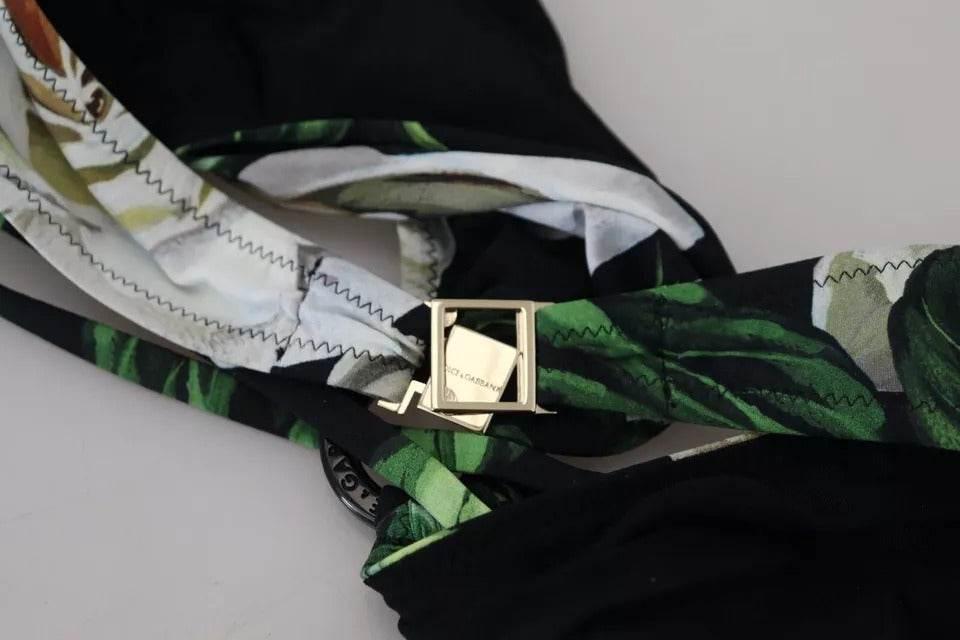 Dolce & Gabbana Black Floral Halter Beachwear Swimwear Bikini Top - Hilstor