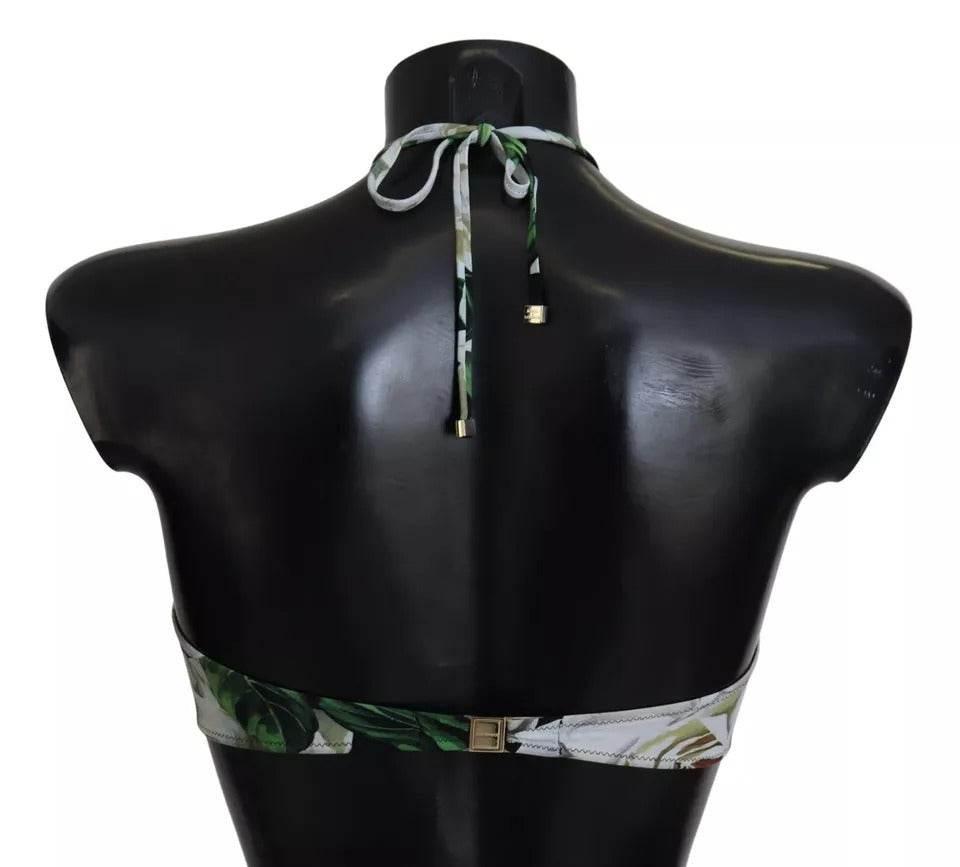 Dolce & Gabbana Black Floral Halter Beachwear Swimwear Bikini Top - Hilstor