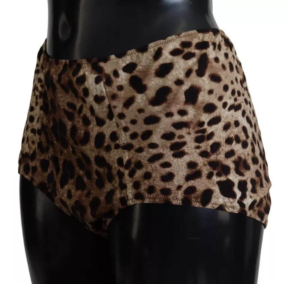 Dolce & Gabbana Brown Leopard Print Swimsuit Swimwear Bikini Bottom - Hilstor