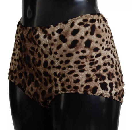 Dolce & Gabbana Brown Leopard Print Swimsuit Swimwear Bikini Bottom - Hilstor