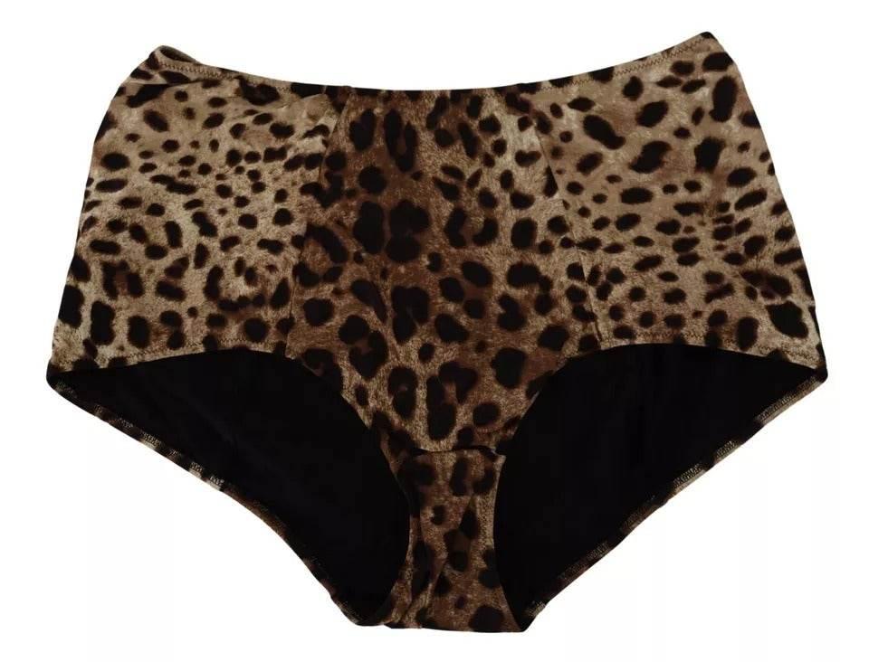 Dolce & Gabbana Brown Leopard Print Swimsuit Swimwear Bikini Bottom - Hilstor