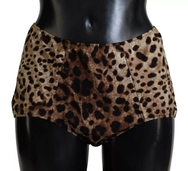 Dolce & Gabbana Brown Leopard Print Swimsuit Swimwear Bikini Bottom - Hilstor