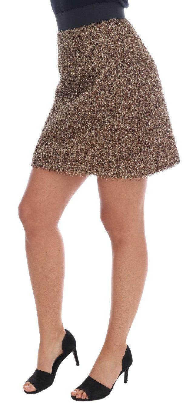 Dolce & Gabbana Elegant Gold Fringe High-Waist Pencil Skirt - Hilstor