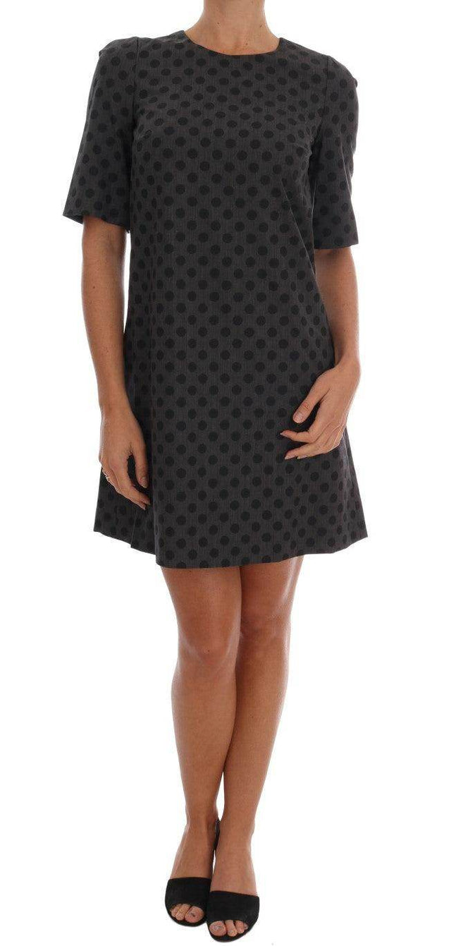 Dolce & Gabbana Gray Polka Dotted Wool Stretch Dress - Hilstor