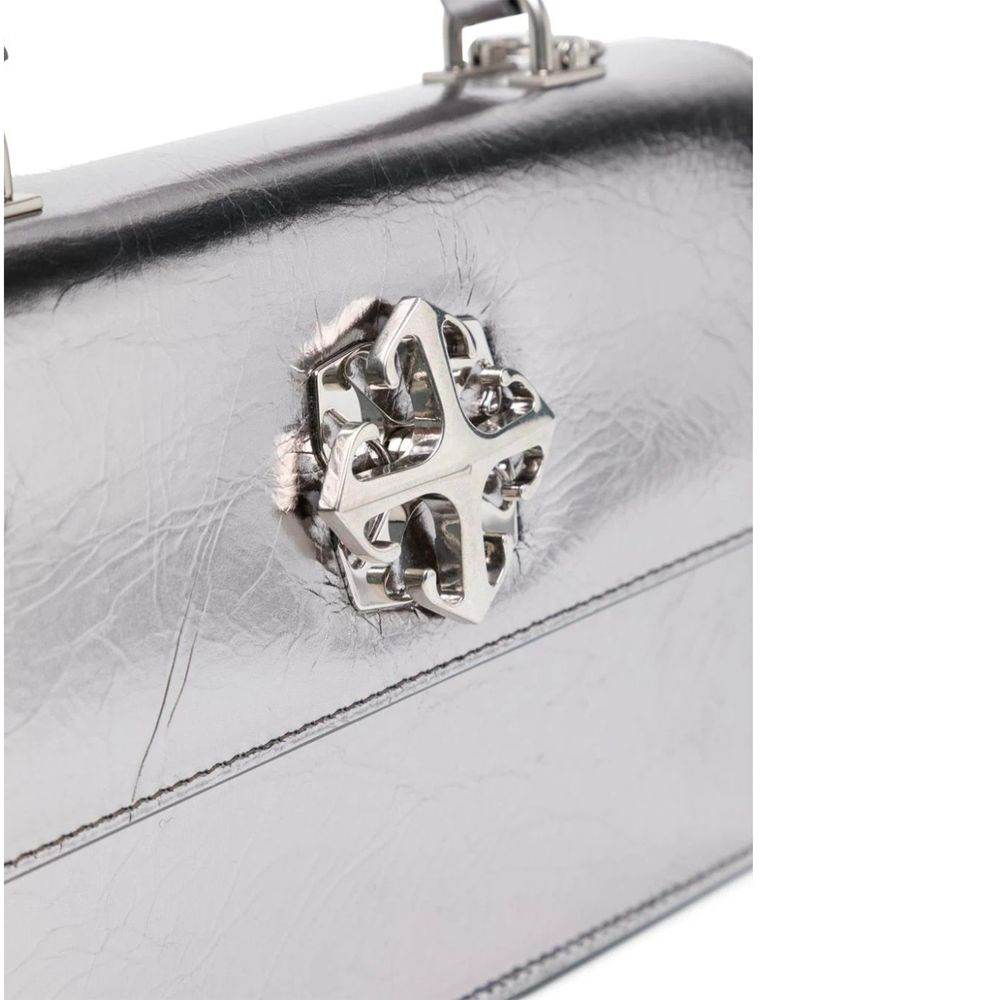 Off-White Gray Leather Crossbody Bag - Hilstor