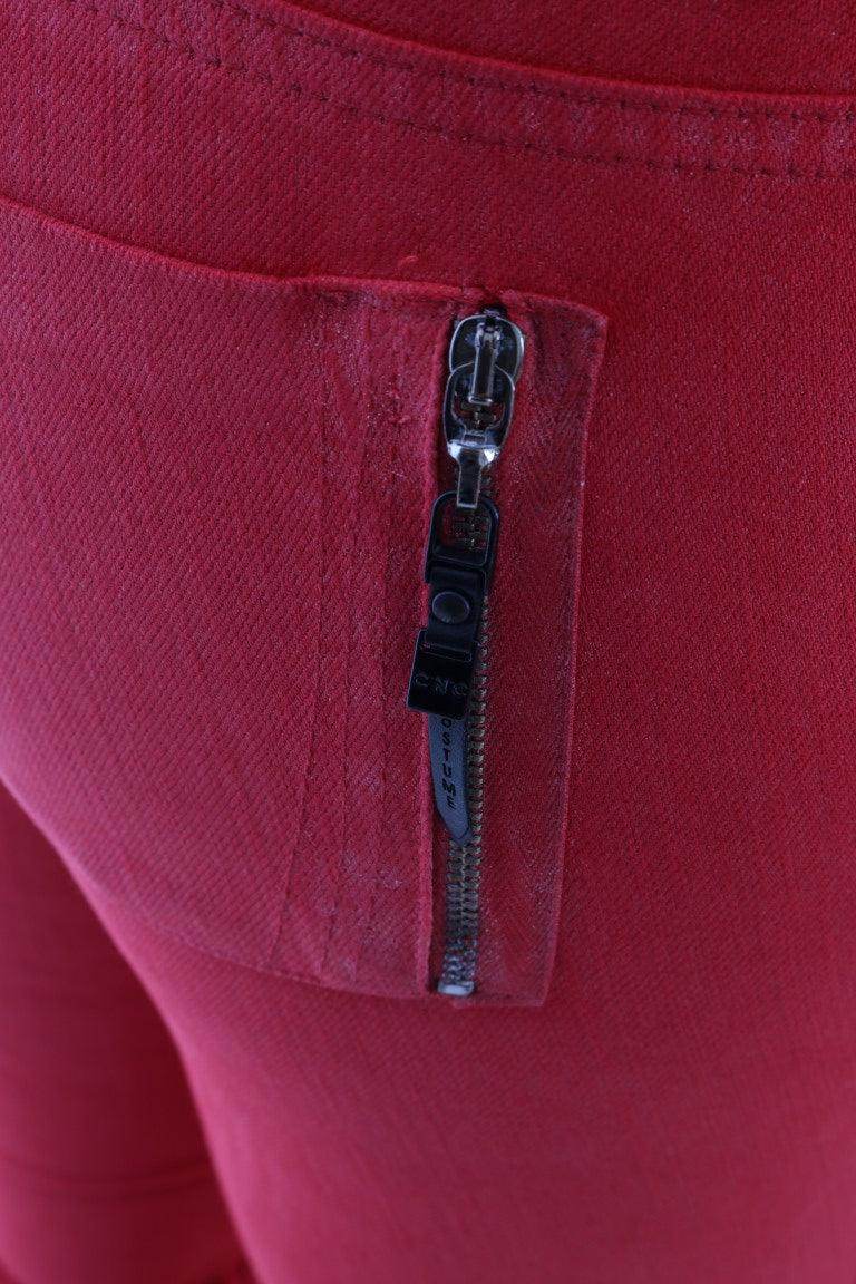 Costume National Red Cotton Stretch Slim Jeans - Hilstor