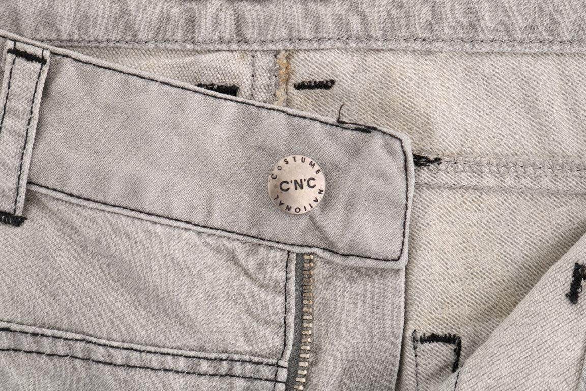Costume National Gray Wash Cotton Slim Jeans - Hilstor