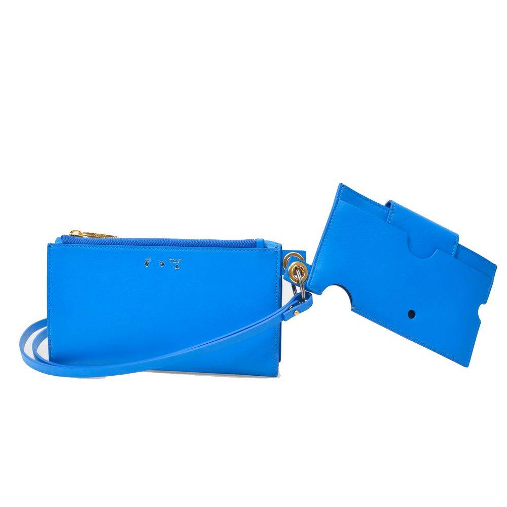 Off-White Blue Leather Shoulder Bag - Hilstor