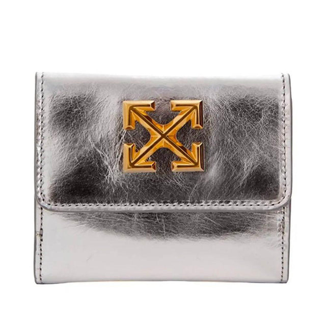 Off-White Silver Leather Women Wallet - Hilstor
