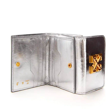 Off-White Silver Leather Women Wallet - Hilstor