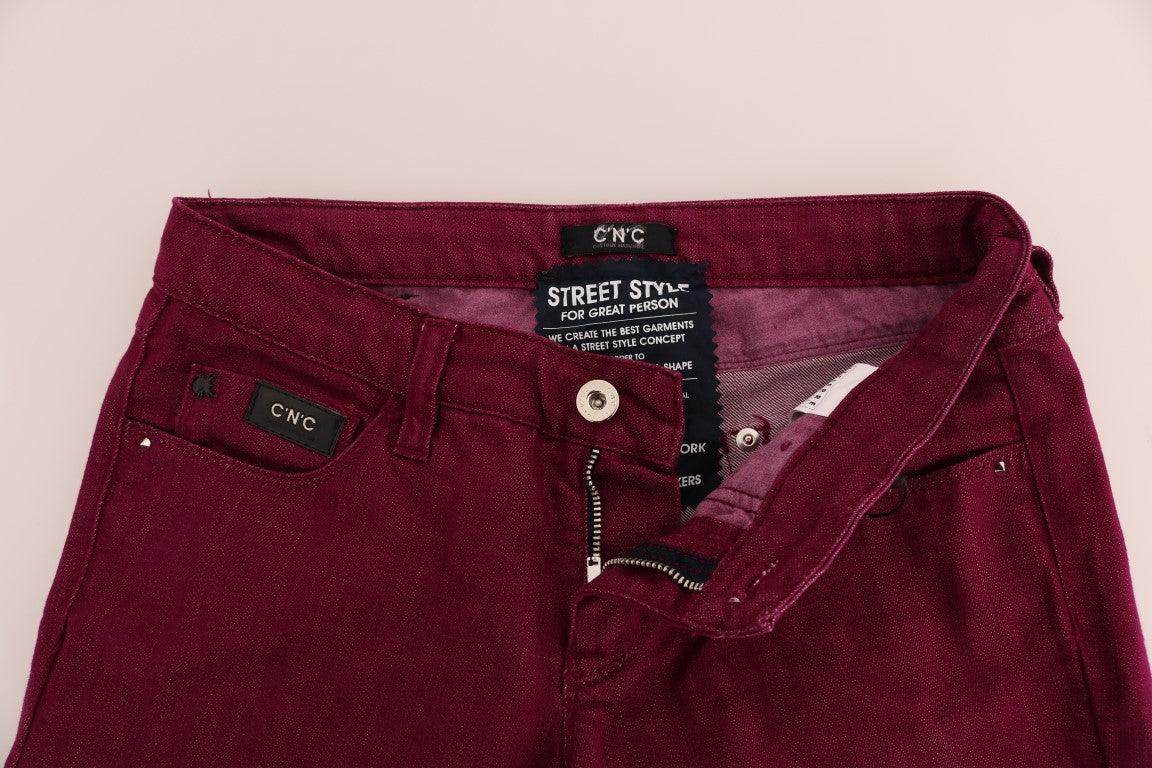 Costume National Red Wash Cotton Stretch Denim Jeans - Hilstor