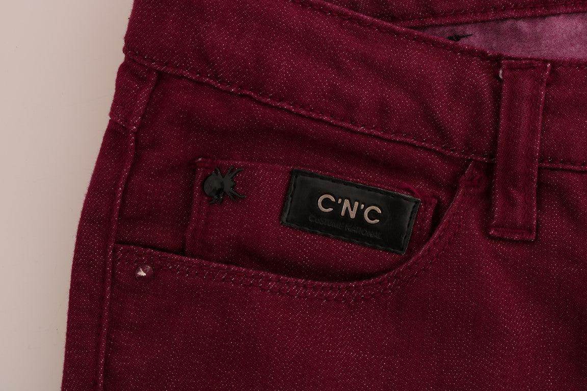 Costume National Red Wash Cotton Stretch Denim Jeans - Hilstor