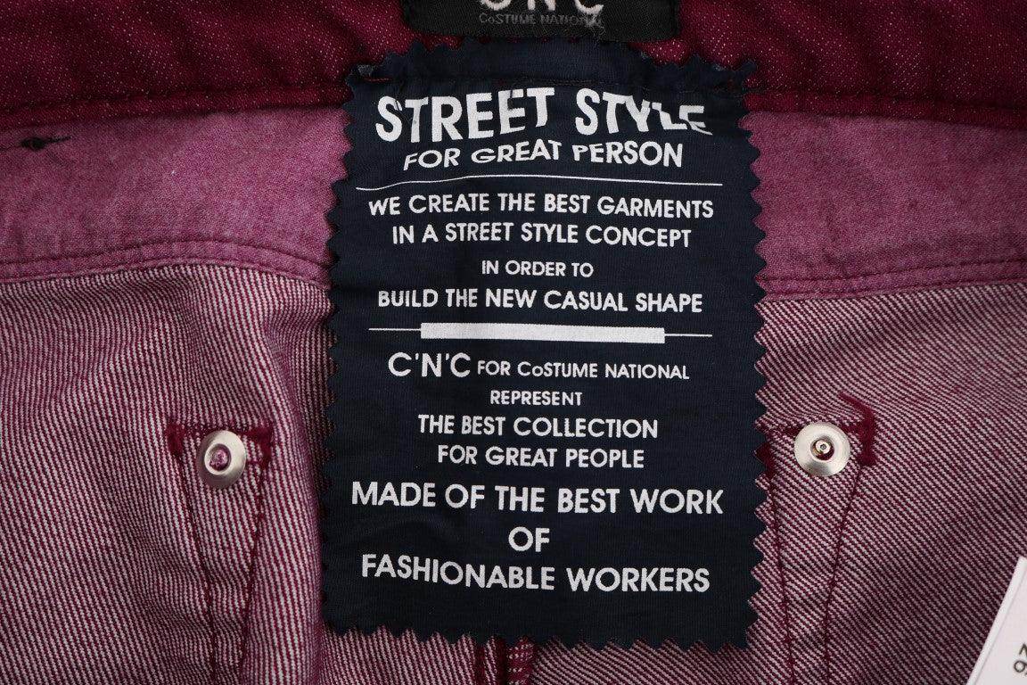 Costume National Red Wash Cotton Stretch Denim Jeans - Hilstor