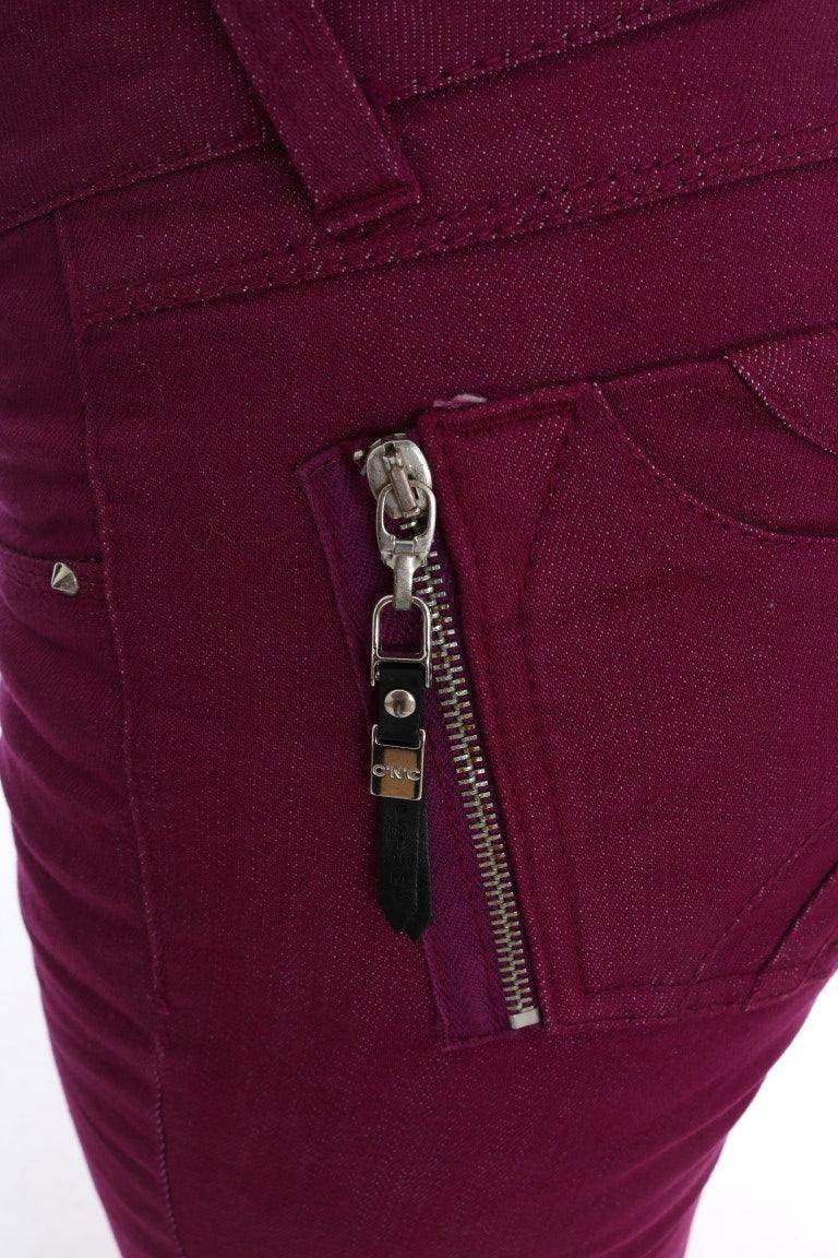 Costume National Purple Cotton Stretch Slim Denim Jeans - Hilstor
