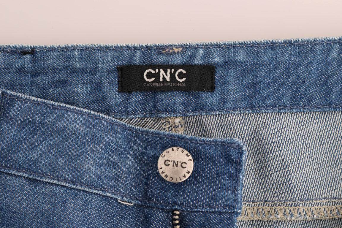 Costume National Blue Wash Cotton Boyfriend Fit Jeans - Hilstor