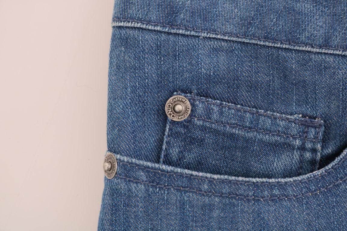 Costume National Blue Wash Cotton Boyfriend Fit Jeans - Hilstor