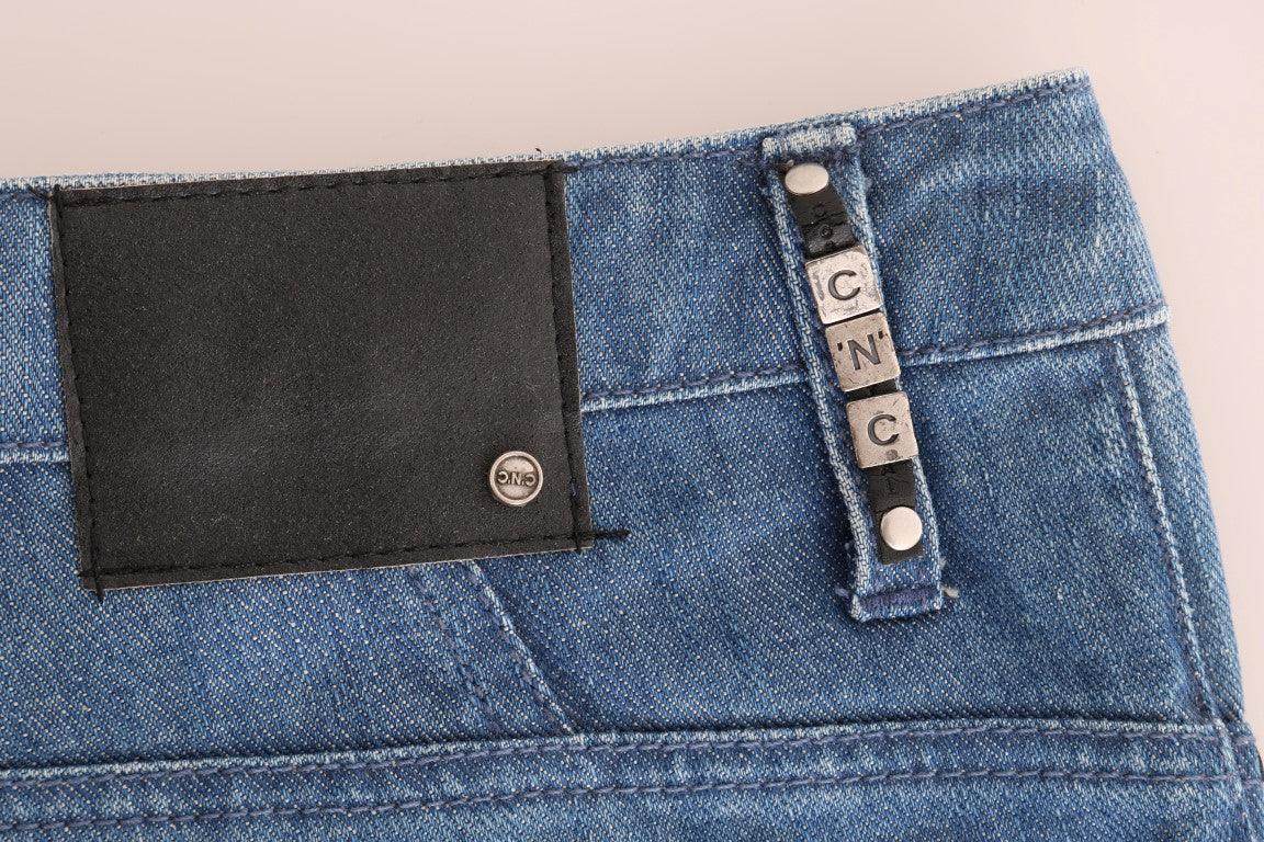Costume National Blue Wash Cotton Boyfriend Fit Jeans - Hilstor