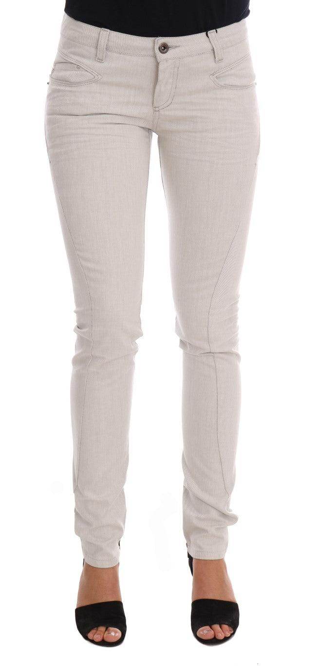 Costume National White Cotton Stretch Slim Jeans - Hilstor