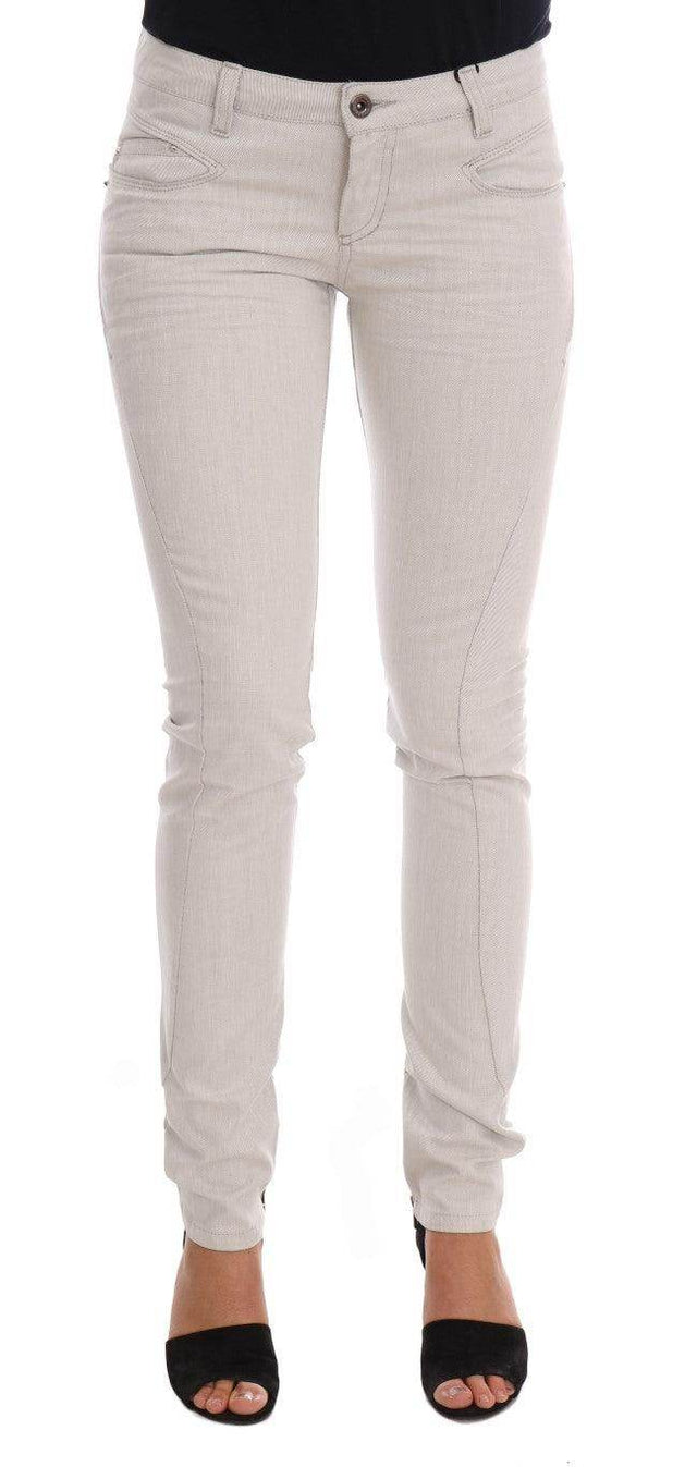 Costume National White Cotton Stretch Slim Jeans - Hilstor