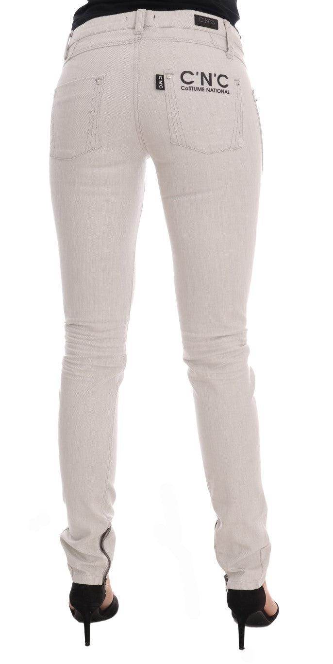Costume National White Cotton Stretch Slim Jeans - Hilstor