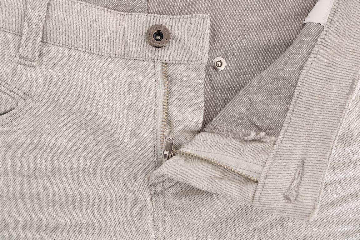 Costume National White Cotton Stretch Slim Jeans - Hilstor