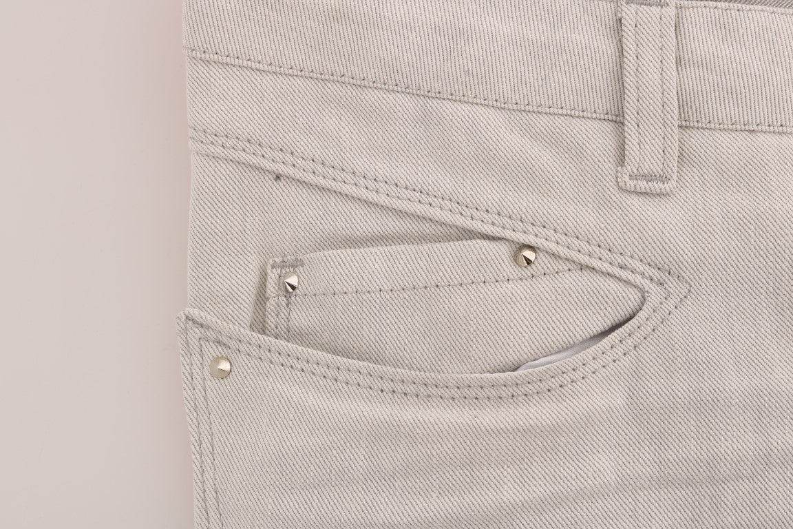 Costume National White Cotton Stretch Slim Jeans - Hilstor