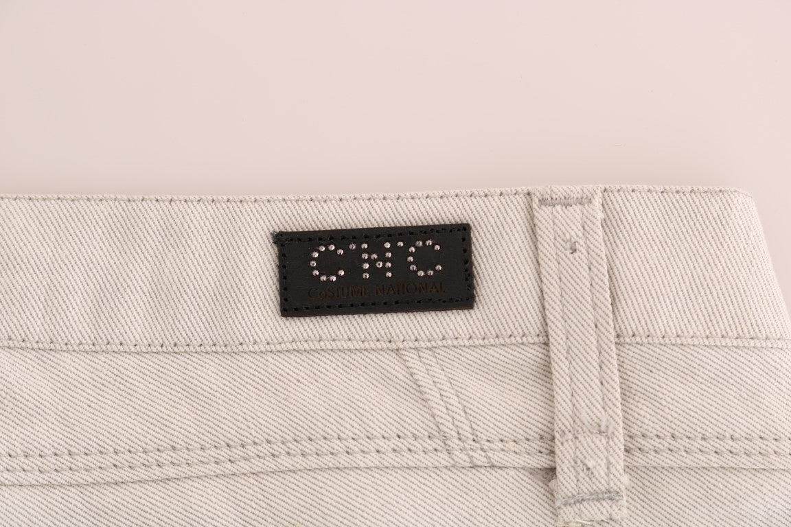 Costume National White Cotton Stretch Slim Jeans - Hilstor