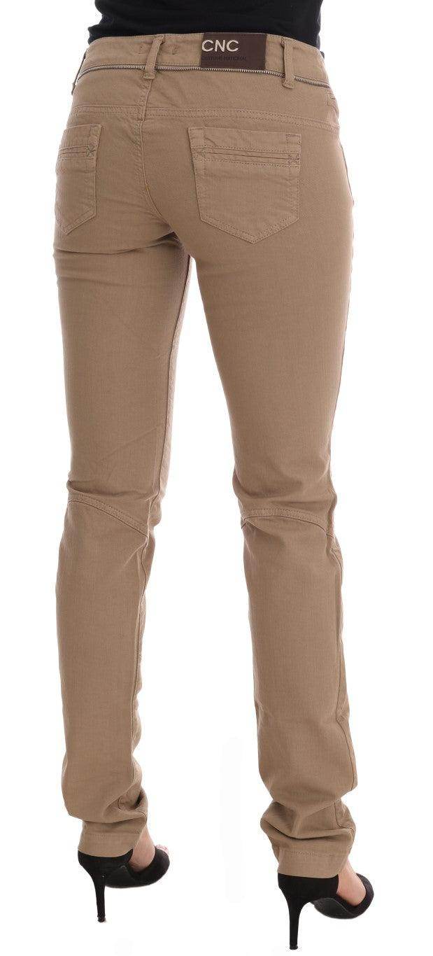 Costume National Beige Cotton Stretch Slim Fit Jeans - Hilstor