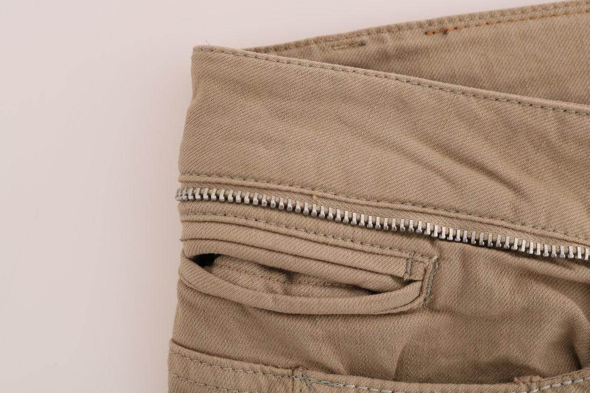 Costume National Beige Cotton Stretch Slim Fit Jeans - Hilstor
