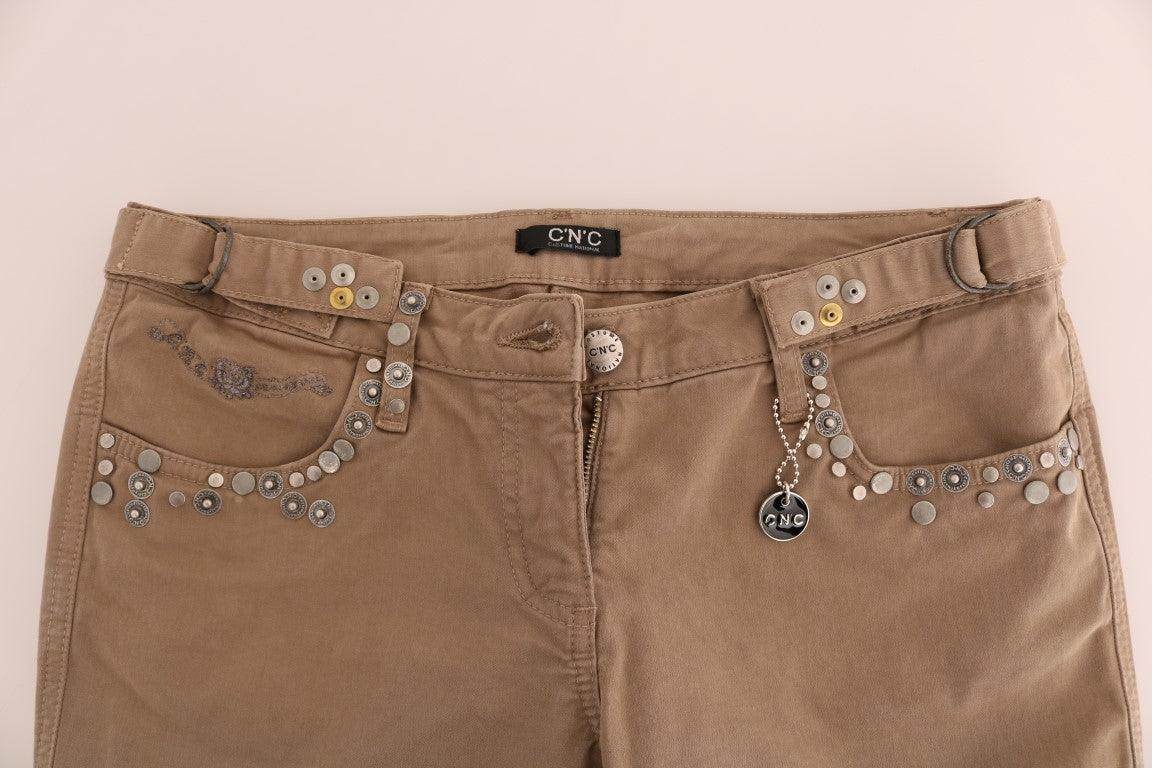 Costume National Beige Cotton Stretch Slim Fit Jeans - Hilstor
