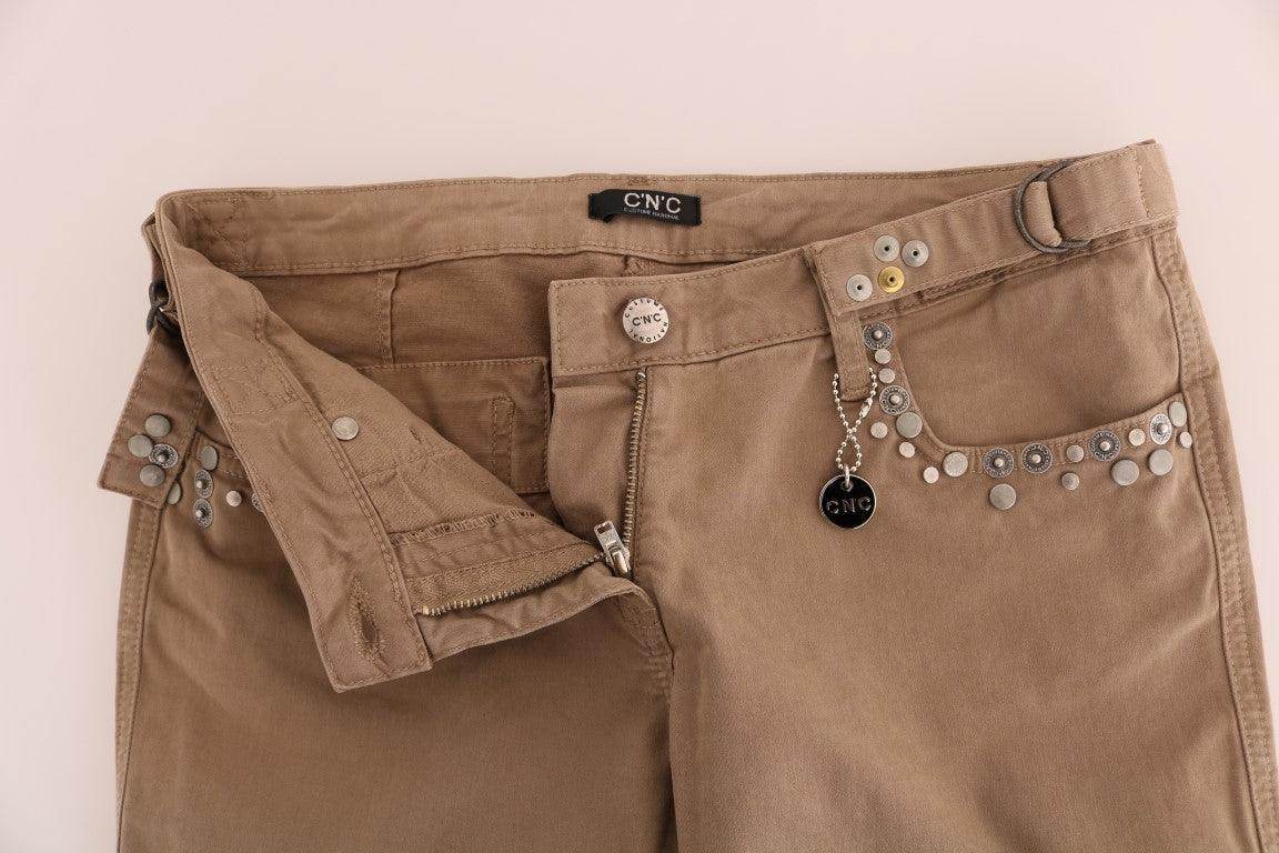 Costume National Beige Cotton Stretch Slim Fit Jeans - Hilstor