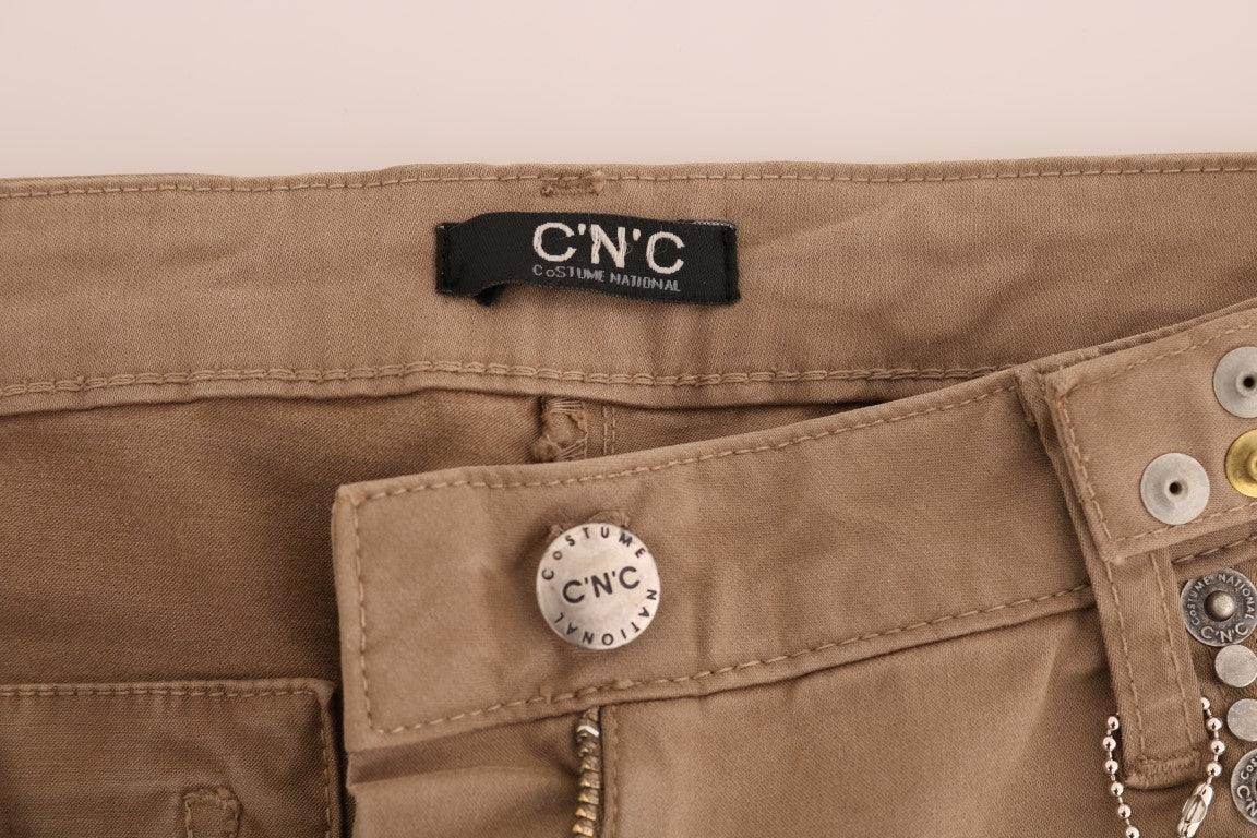Costume National Beige Cotton Stretch Slim Fit Jeans - Hilstor