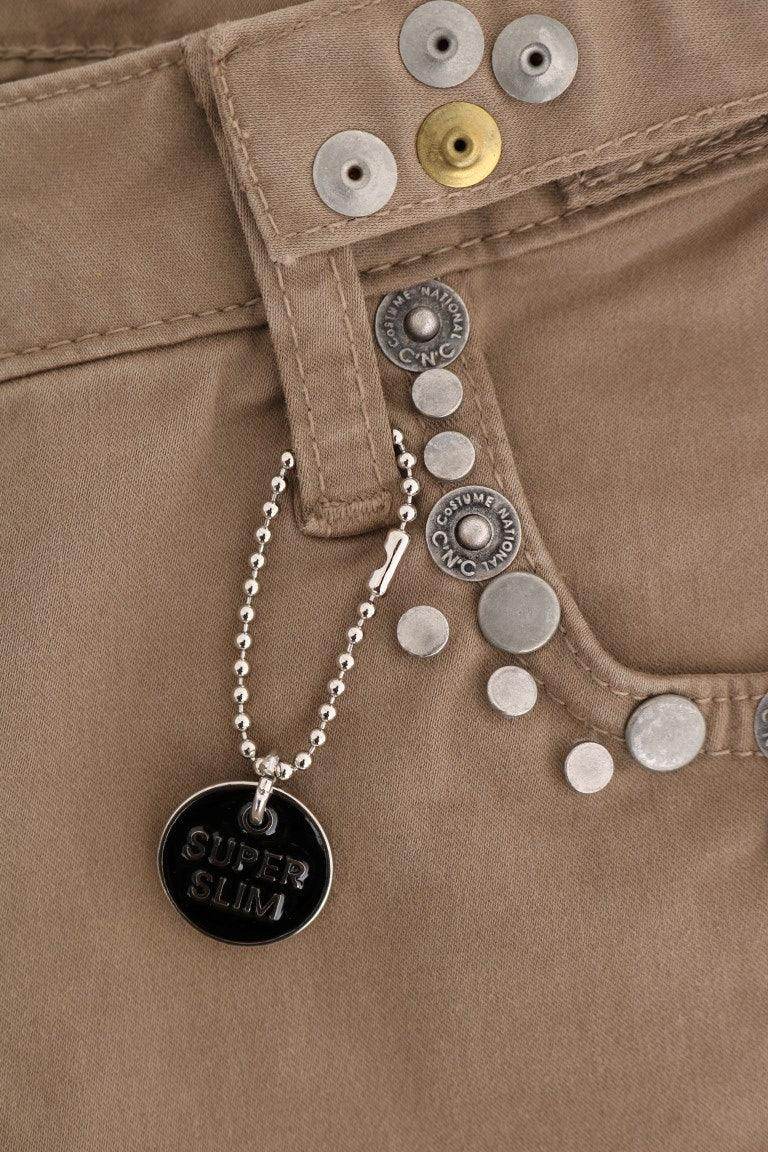 Costume National Beige Cotton Stretch Slim Fit Jeans - Hilstor