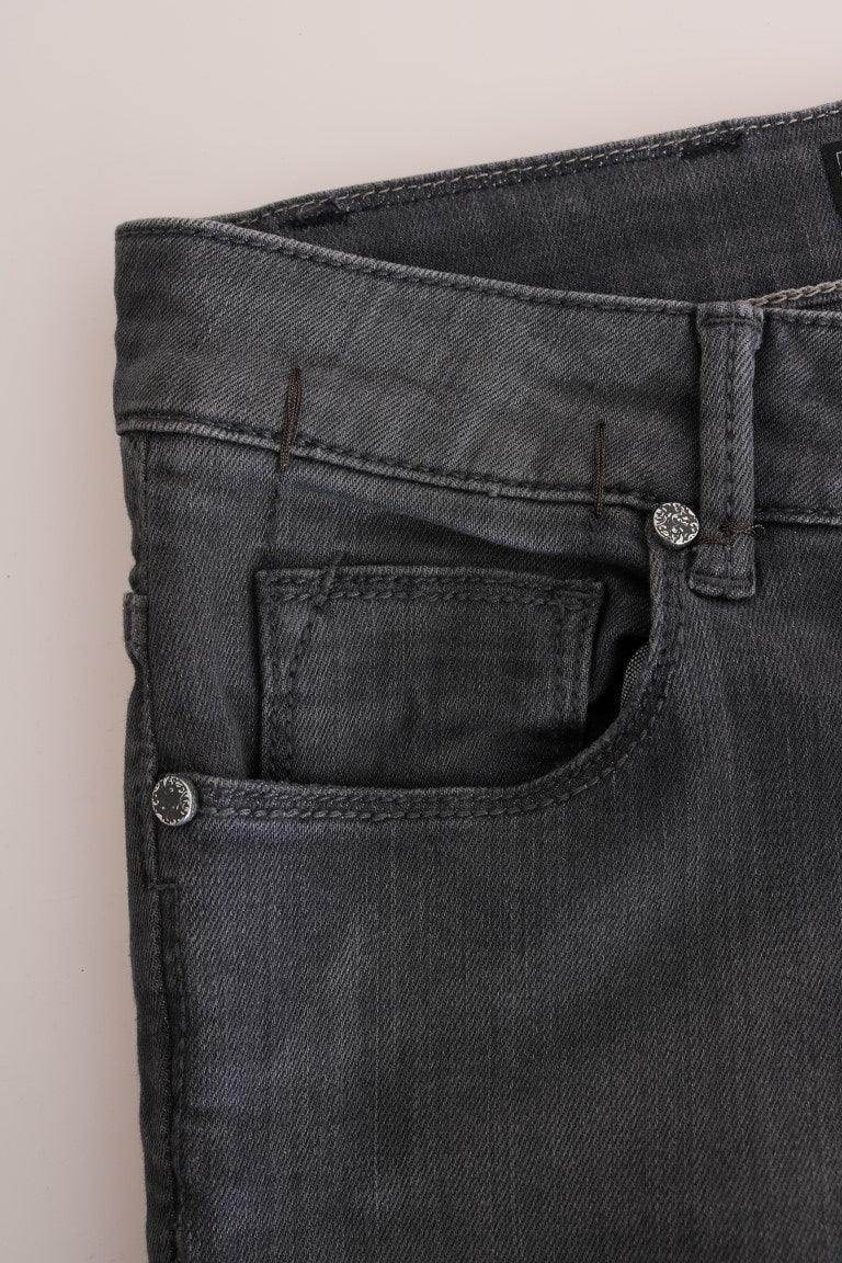 Acht Gray Cotton Slim Fit Denim Jeans - Hilstor