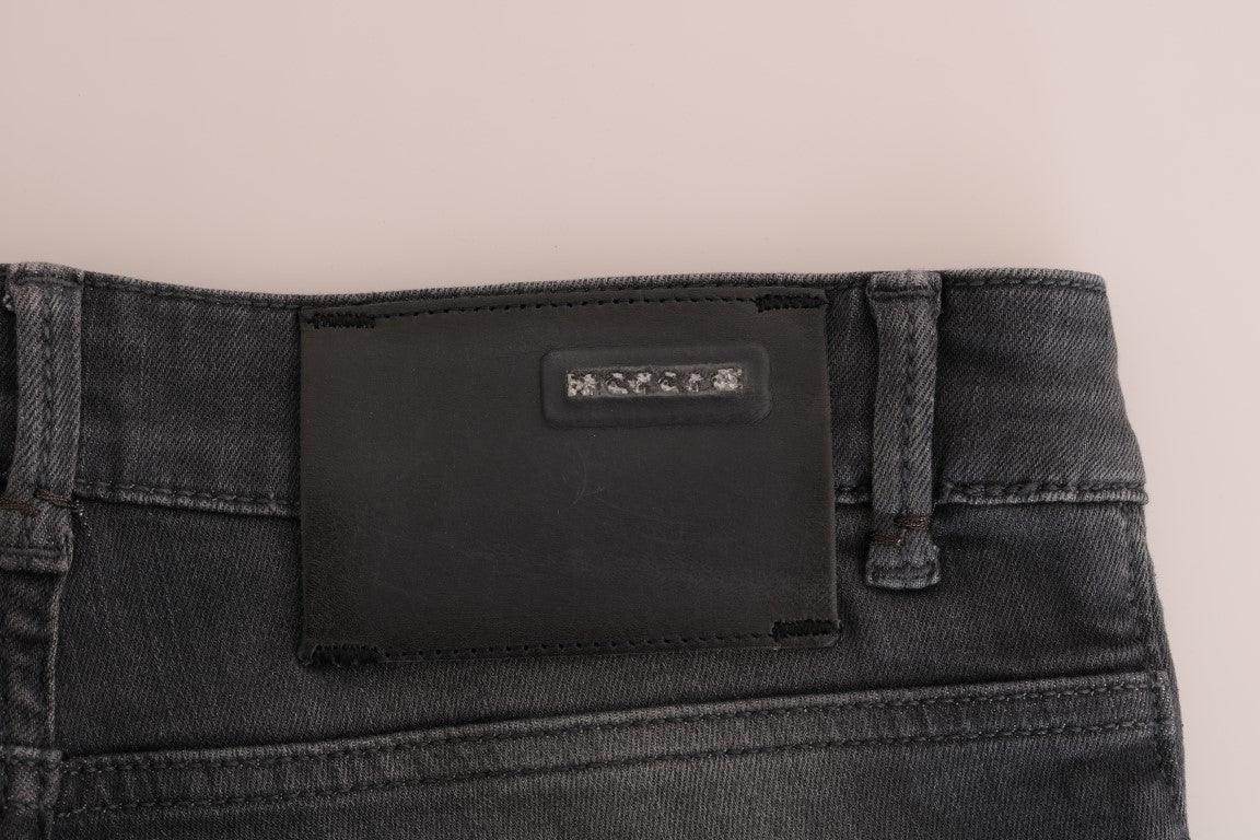 Acht Gray Cotton Slim Fit Denim Jeans - Hilstor
